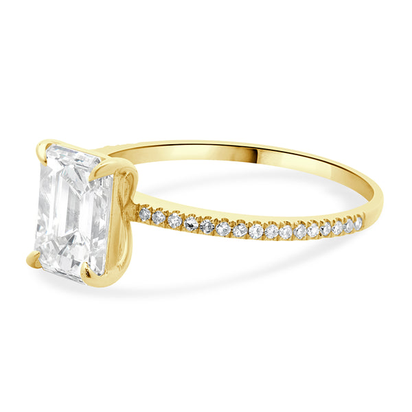 14 Karat Yellow Gold Emerald Cut Diamond Engagement Ring