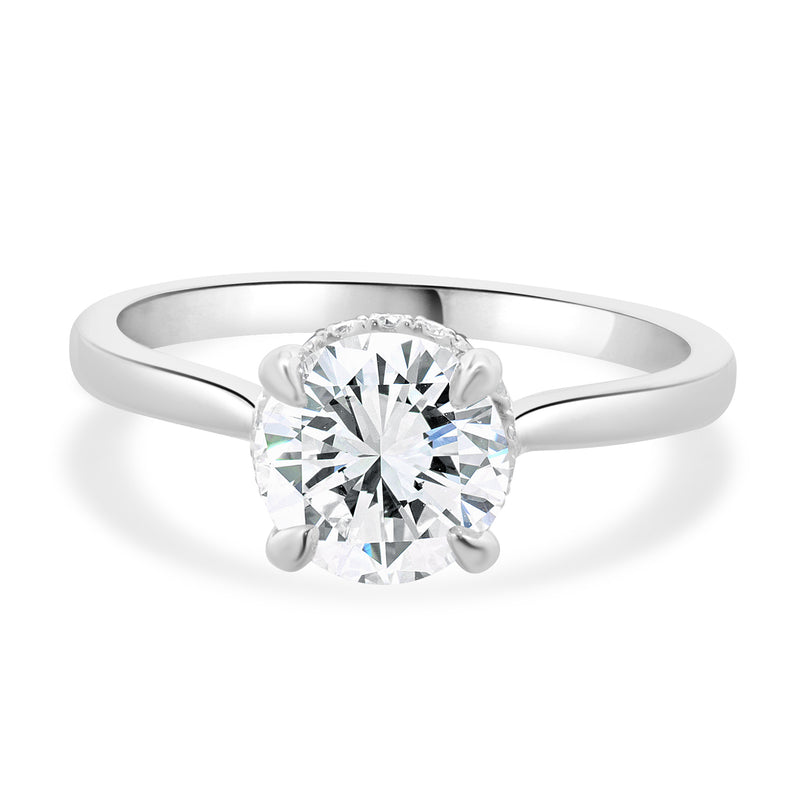 14 Karat White Gold Round Brilliant Cut Diamond Engagement Ring