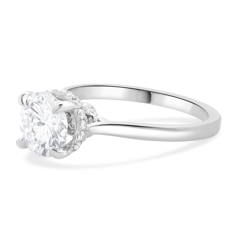 14 Karat White Gold Round Brilliant Cut Diamond Engagement Ring