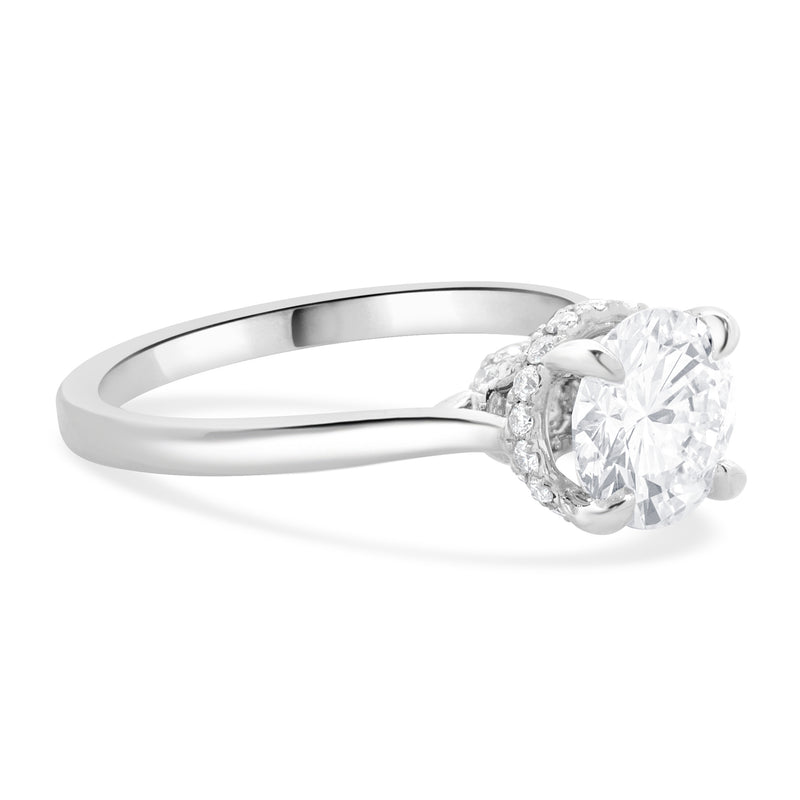 14 Karat White Gold Round Brilliant Cut Diamond Engagement Ring