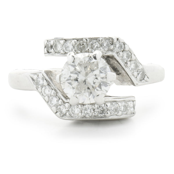 14 Karat White Gold Geometric Bypass Diamond Engagement Ring