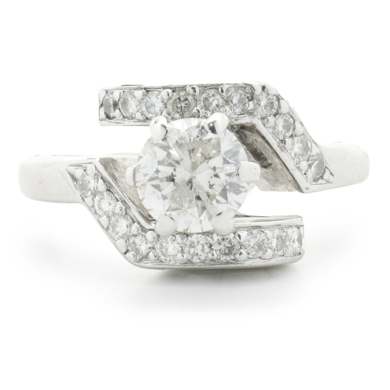 14 Karat White Gold Geometric Bypass Diamond Engagement Ring