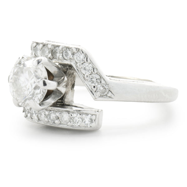 14 Karat White Gold Geometric Bypass Diamond Engagement Ring