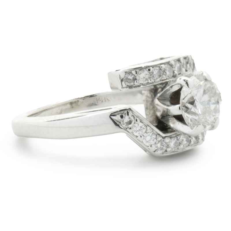 14 Karat White Gold Geometric Bypass Diamond Engagement Ring