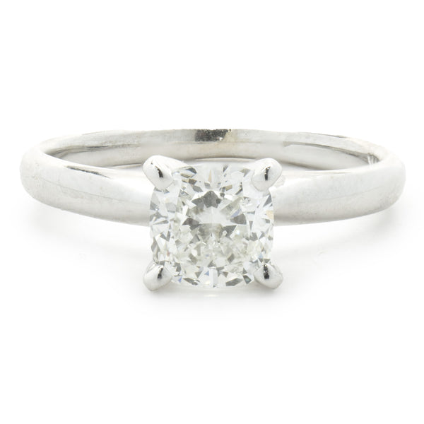 14k White Gold Cushion Cut Diamond Engagement Ring
