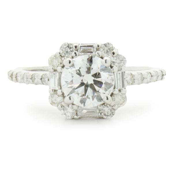 14 Karat White Gold Round Brilliant Cut Diamond Engagement Ring