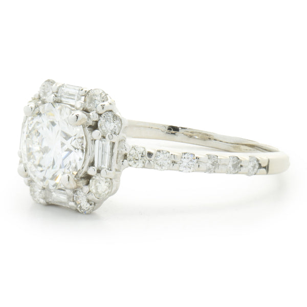14 Karat White Gold Round Brilliant Cut Diamond Engagement Ring