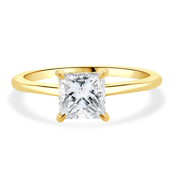 14 Karat Yellow Gold Princess Cut Diamond Engagement Ring