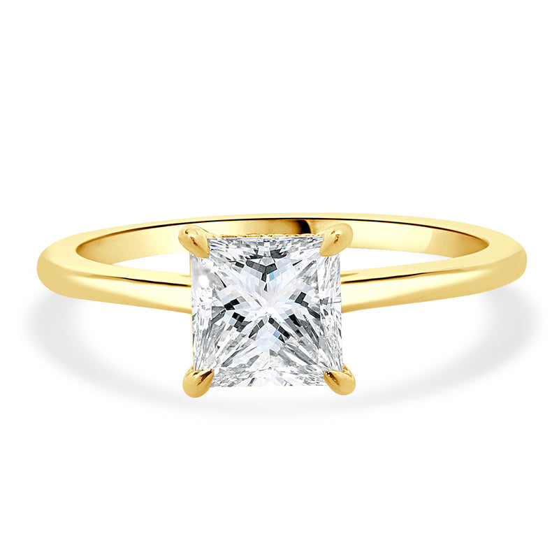14 Karat Yellow Gold Princess Cut Diamond Engagement Ring