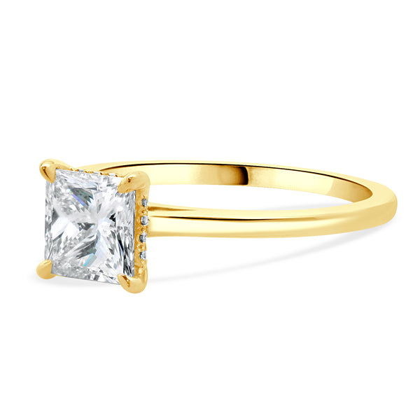 14 Karat Yellow Gold Princess Cut Diamond Engagement Ring