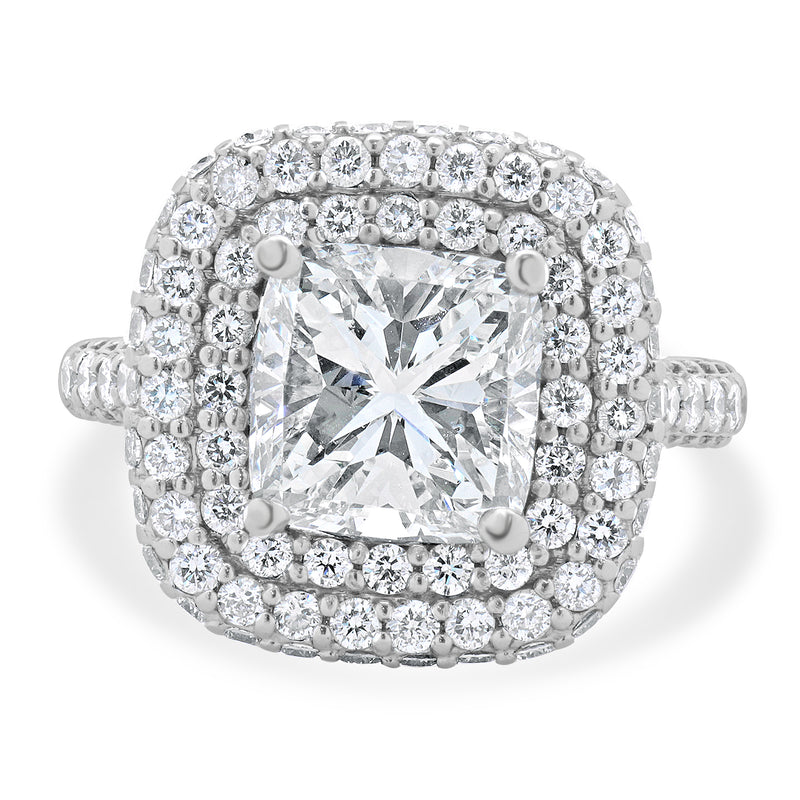 14 Karat White Gold Cushion Cut Diamond Engagement Ring