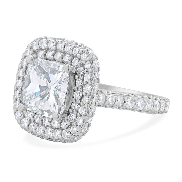 14 Karat White Gold Cushion Cut Diamond Engagement Ring
