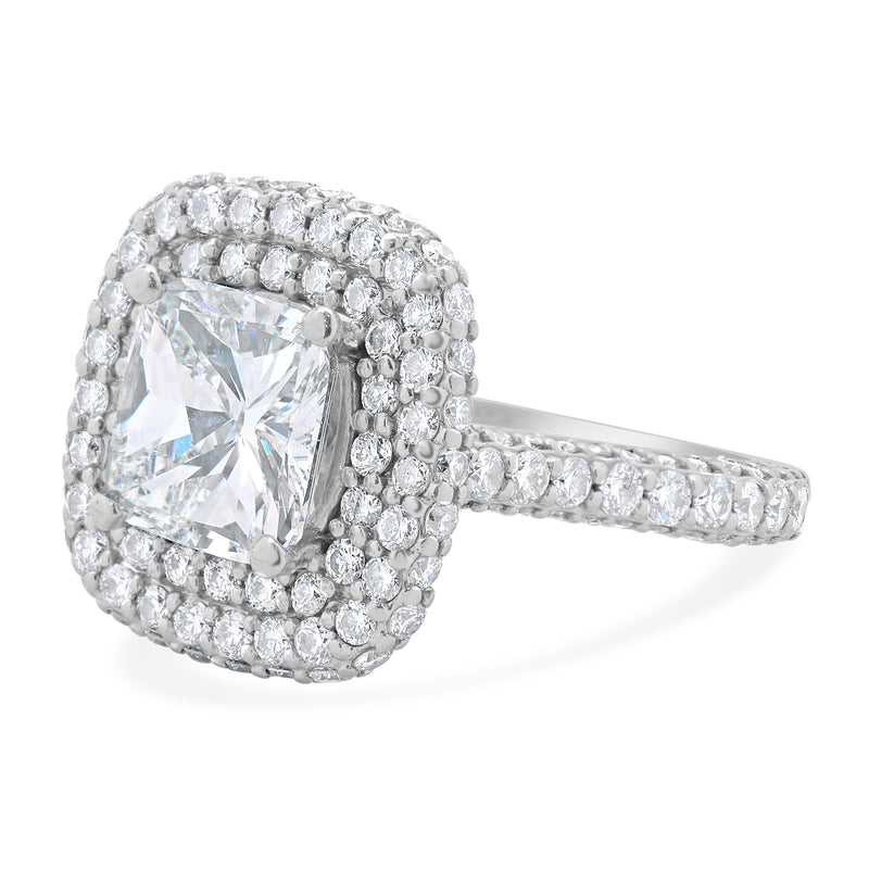 14 Karat White Gold Cushion Cut Diamond Engagement Ring