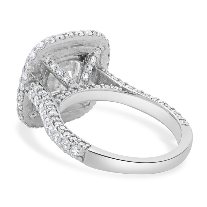 14 Karat White Gold Cushion Cut Diamond Engagement Ring