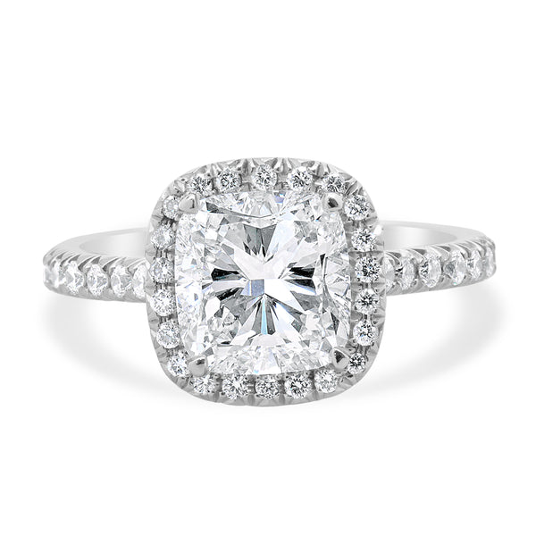 Platinum Cushion Cut Diamond Engagement Ring
