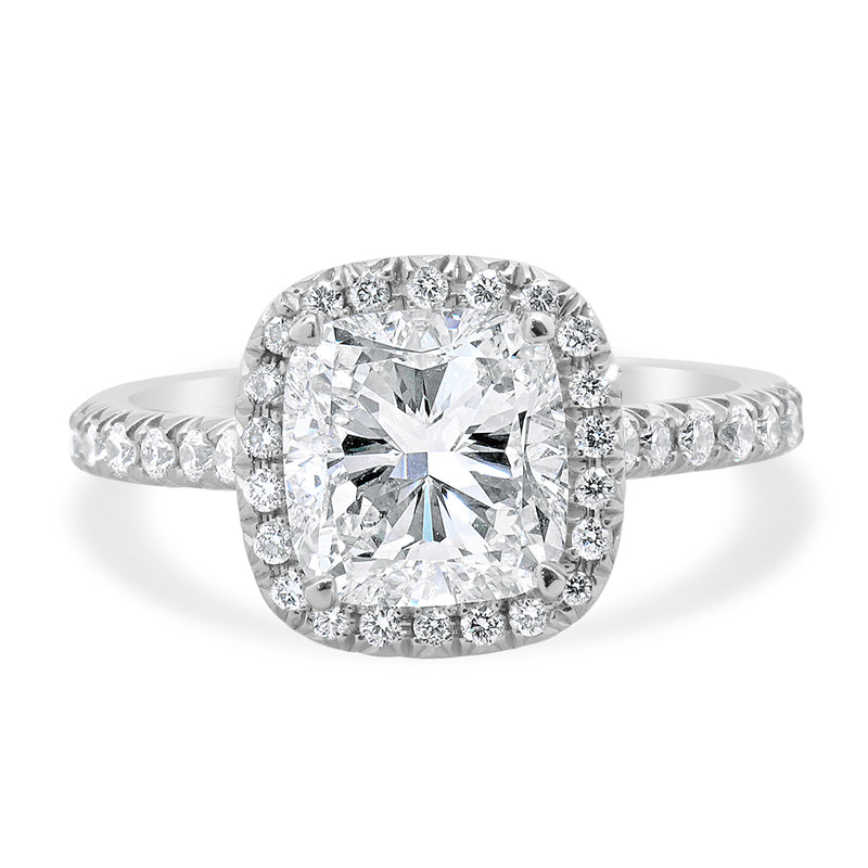 Platinum Cushion Cut Diamond Engagement Ring