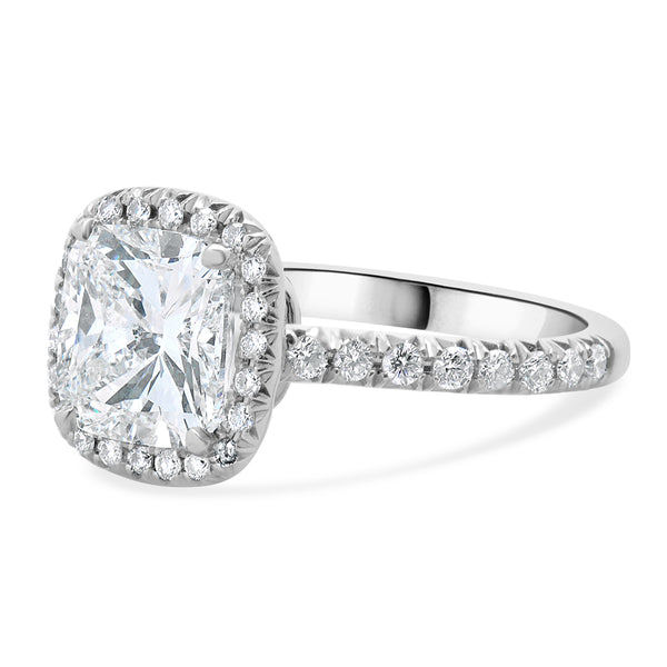 Platinum Cushion Cut Diamond Engagement Ring