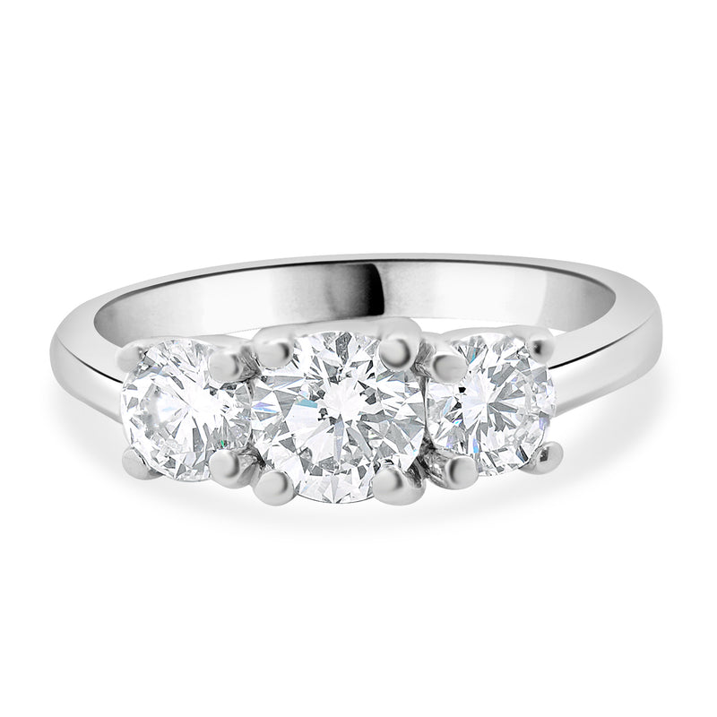 14 Karat White Gold Three Diamond Engagement Ring