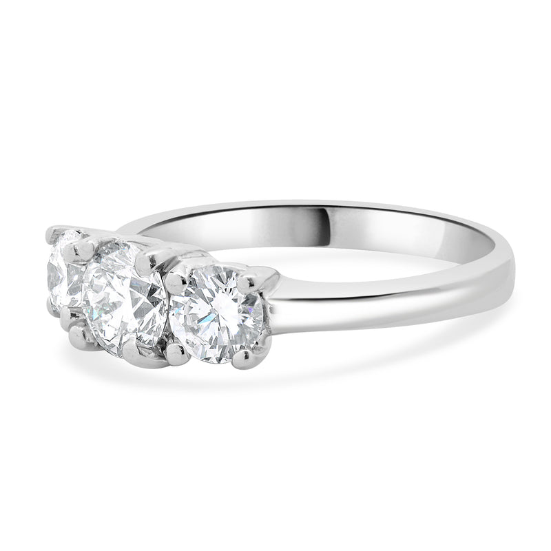 14 Karat White Gold Three Diamond Engagement Ring