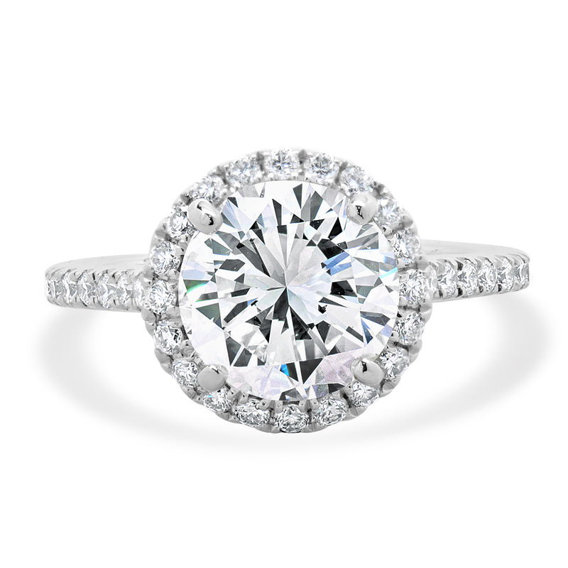 14 Karat White Gold Round brilliant Cut Diamond Engagement Ring