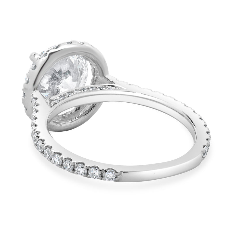 14 Karat White Gold Round brilliant Cut Diamond Engagement Ring