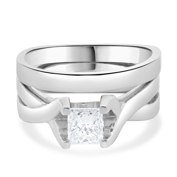 Platinum Princess Cut Diamond Wedding Set