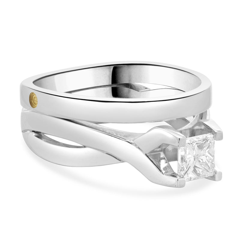 Platinum Princess Cut Diamond Wedding Set