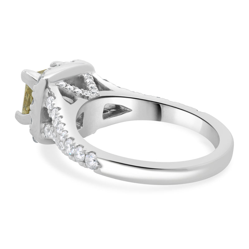 Neil Lane 14 Karat White Gold Fancy Light Brownish Yellow Princess Cut Diamond Engagement Ring