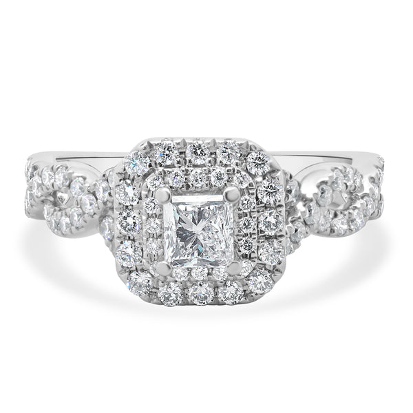 Vera Wang 14 Karat White Gold Princess Cut Diamond Engagement Ring
