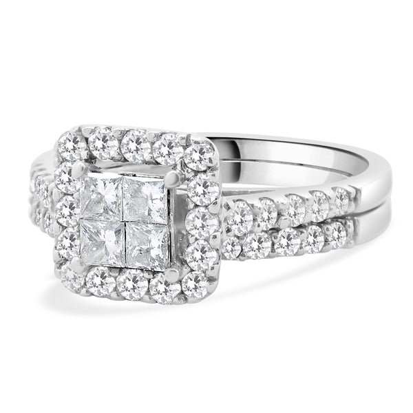 14 Karat White Gold Quad Set Diamond Engagement Ring