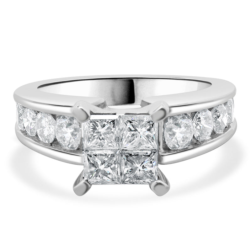 14 Karat White Gold Quad Set Princess Cut Diamond Engagement Ring The Estate Watch And Jewelry Company