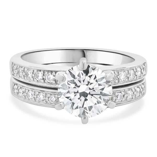 14 Karat White Gold Round Brilliant Cut Diamond Engagement Ring