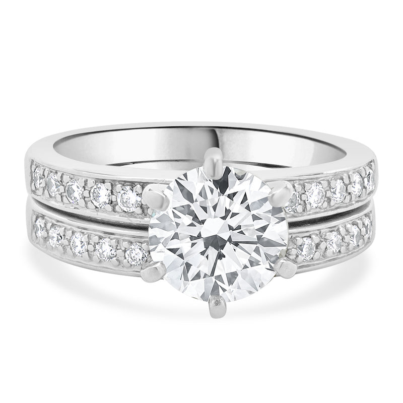 14 Karat White Gold Round Brilliant Cut Diamond Engagement Ring