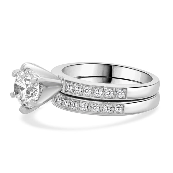 14 Karat White Gold Round Brilliant Cut Diamond Engagement Ring