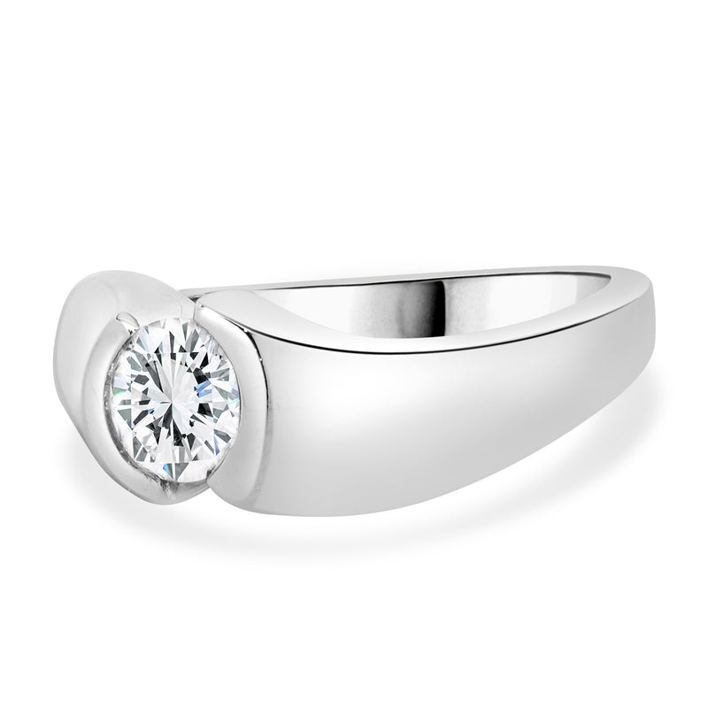 Kabana 14 Karat White Gold Round Brilliant Cut Diamond Engagement Ring