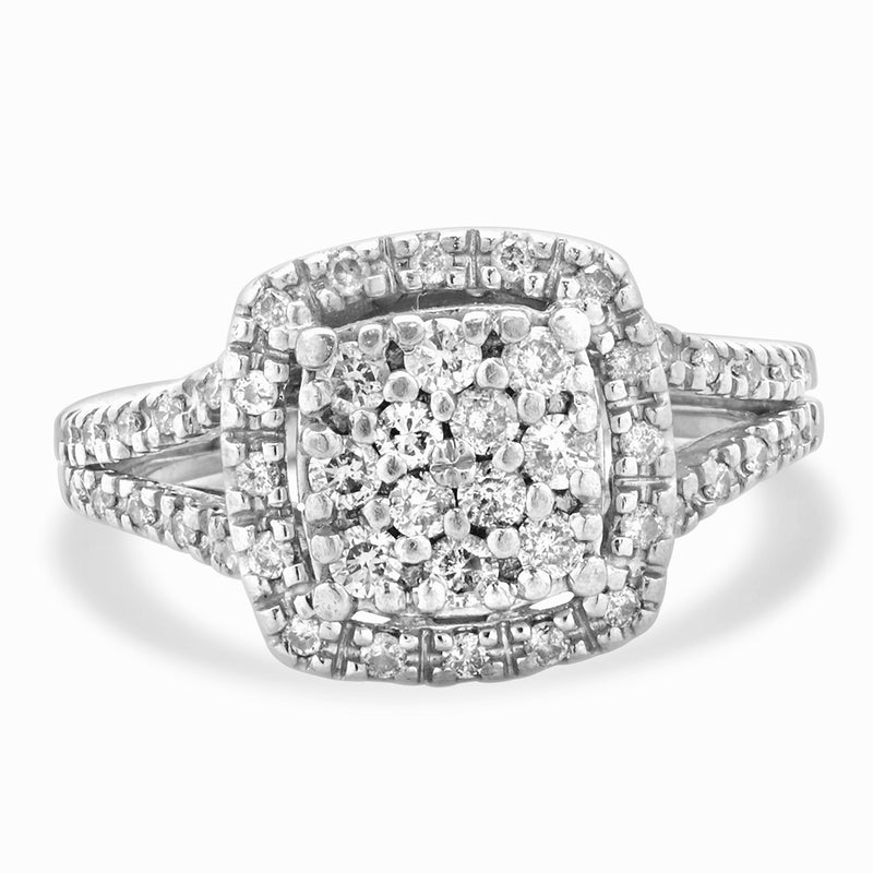 10 Karat White Gold Pave Diamond Engagement Ring