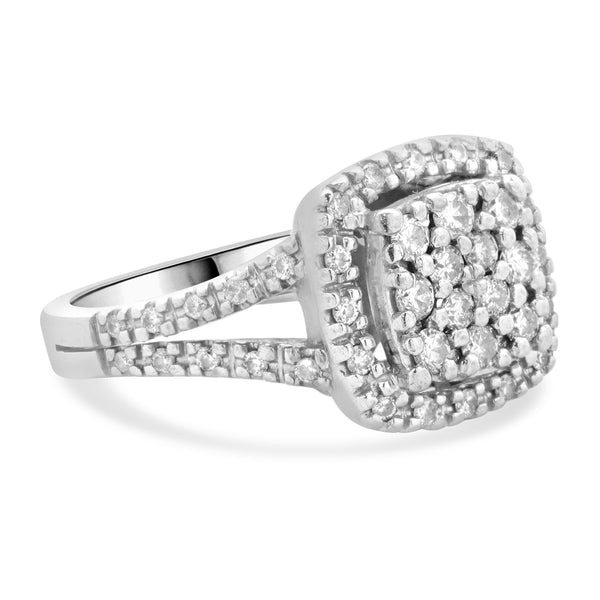 10 Karat White Gold Pave Diamond Engagement Ring