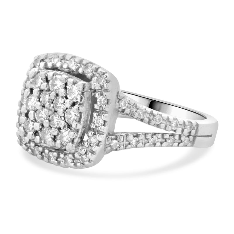 10 Karat White Gold Pave Diamond Engagement Ring