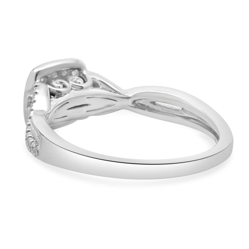 10 Karat White Gold Round Brilliant Cut Diamond Engagement Ring