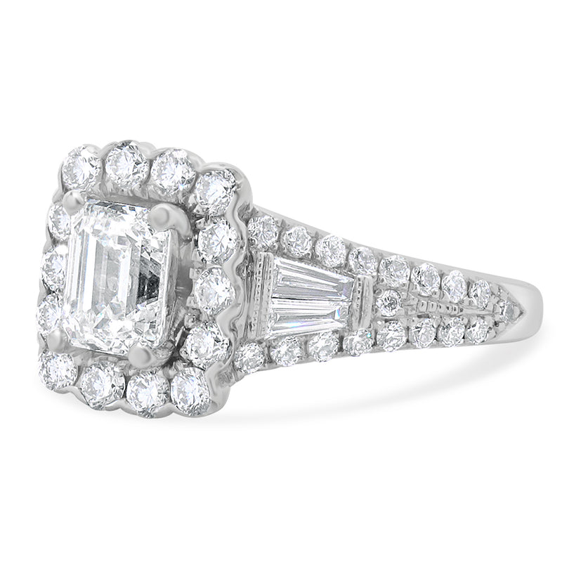 Neil Lane 14 Karat White Gold Emerald Cut Diamond Engagement Ring