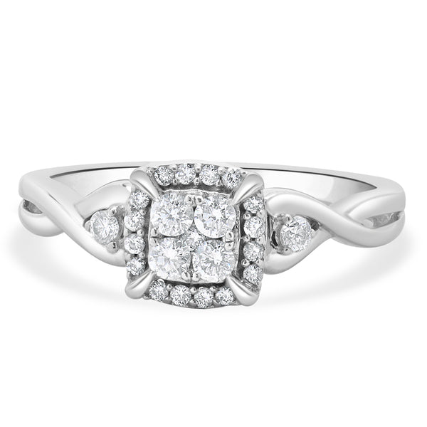 10 Karat White Gold Pave Diamond Engagement Ring