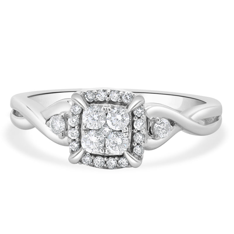 10 Karat White Gold Pave Diamond Engagement Ring