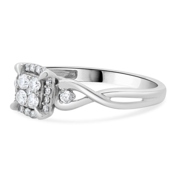 10 Karat White Gold Pave Diamond Engagement Ring