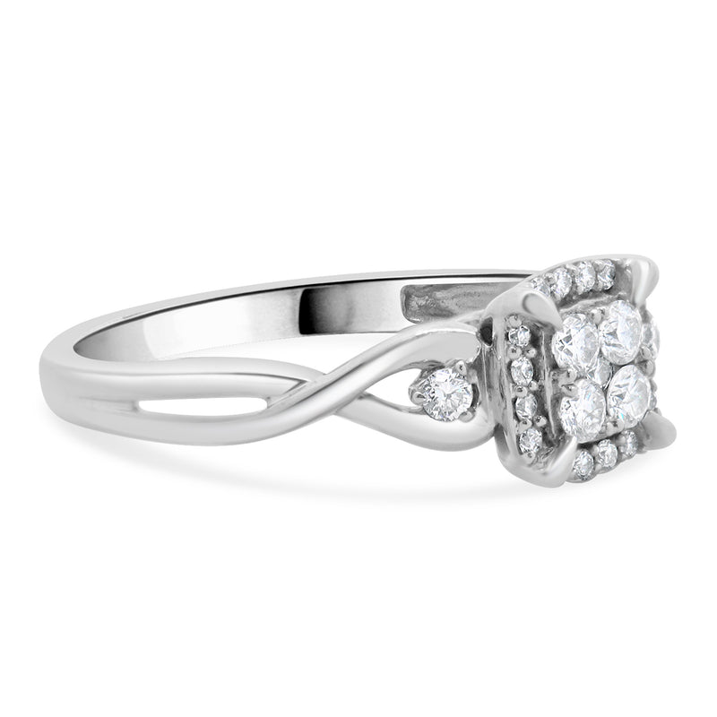 10 Karat White Gold Pave Diamond Engagement Ring