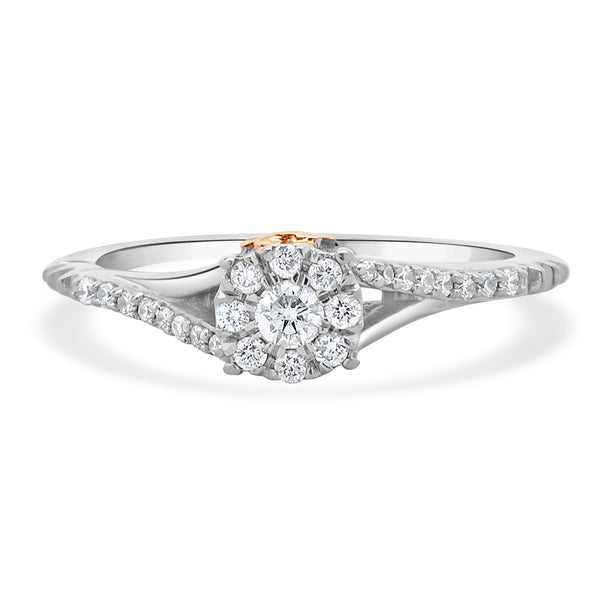 Disney 10 Karat Two Tone Diamond “Rose” Engagement Ring