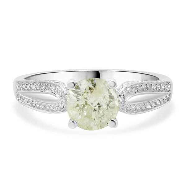 14 Karat White Gold Round Brilliant Cut Diamond Engagement Ring