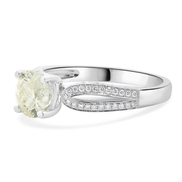 14 Karat White Gold Round Brilliant Cut Diamond Engagement Ring