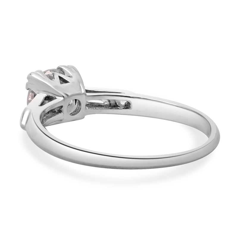Platinum Vintage Round European Cut Diamond Engagement Ring