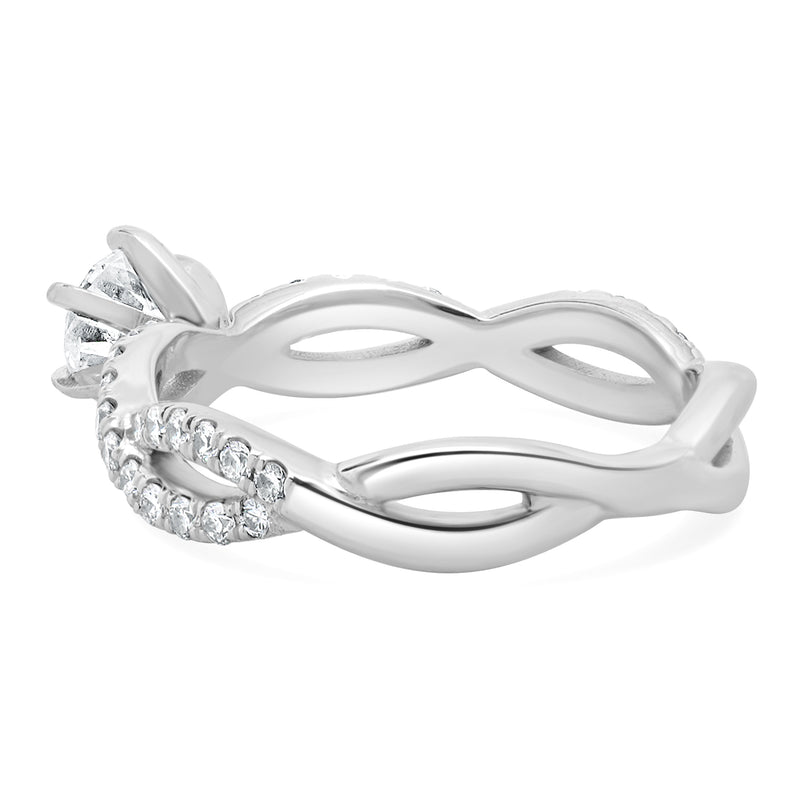 14 Karat White Gold Round Brilliant Cut Diamond Engagement Ring
