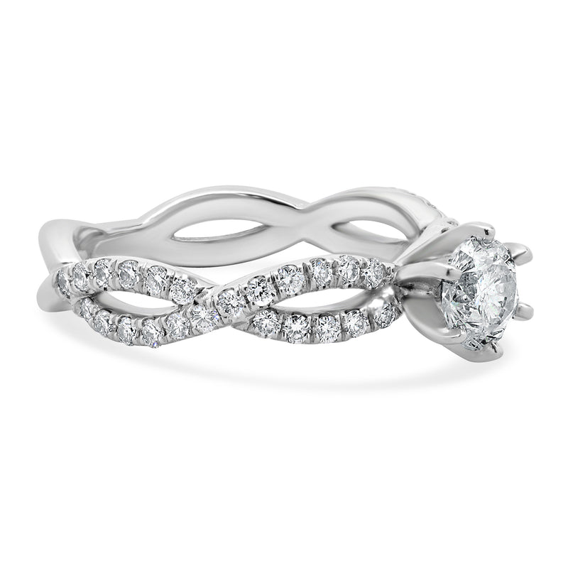 14 Karat White Gold Round Brilliant Cut Diamond Engagement Ring